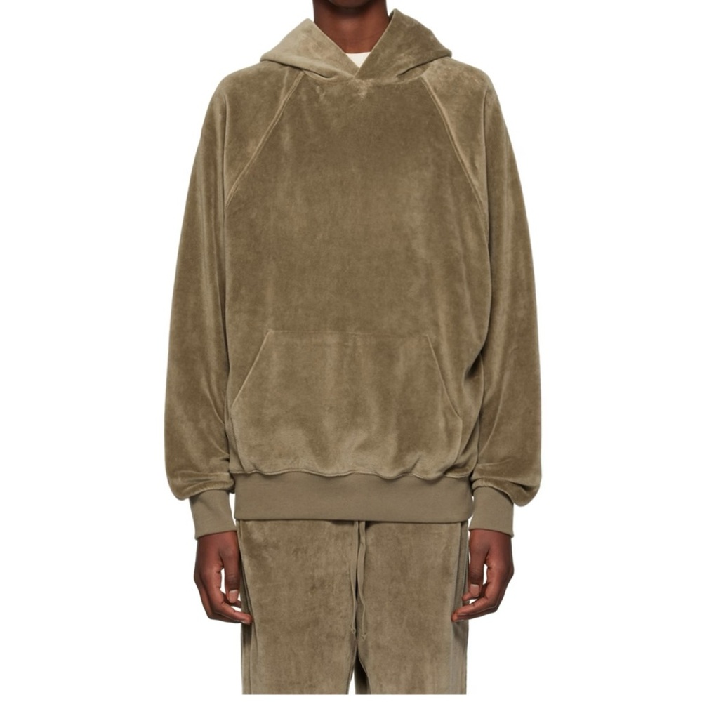 fear of god essentials velour hoodie